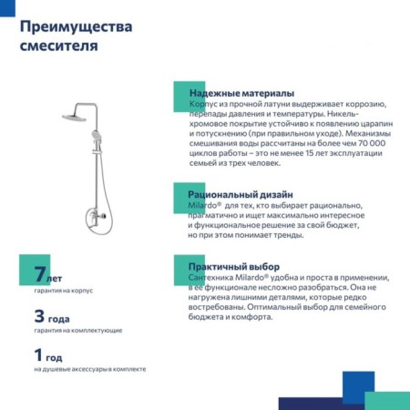 Showing system Milardo Rora Rorsb4FM06, tropical shower, shower, brass, chrome-5