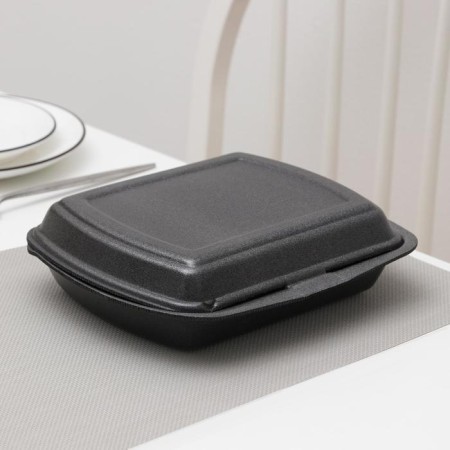 Disposable lunch box, 24.7 × 20.6 × 7 cm, 1 section, black color-1