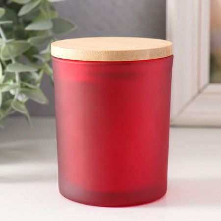 Bank for suppositories glass with a “red semi -water” lid 220 ml 7x7x8.4 cm