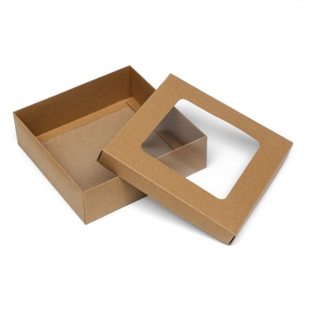 The box is folding, the lid is, with a window, craft, 20 x 20 x 6 cm-3