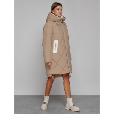 Coat insulated winter female, size 42, color light brown-2