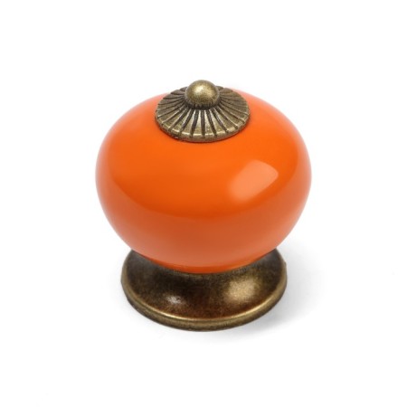 Handle button Dome Ceramics 003, ceramic, orange-1