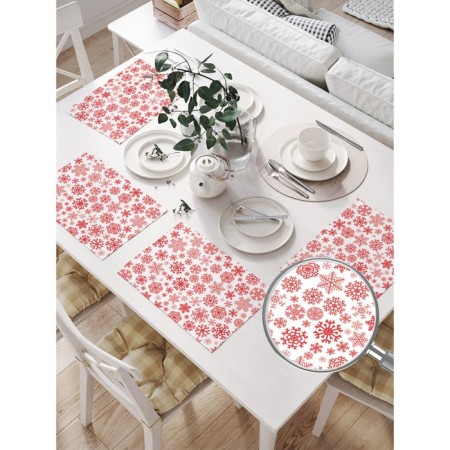 A set of napkins for setting the table "Snowflakes in winter", rectangular, size 32x46 cm, 4 pcs