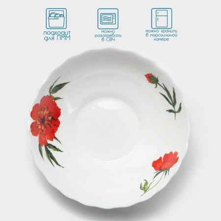 Deep “velvet rose” plate, 600 ml, d = 17.5, glass ceramic, white color-3