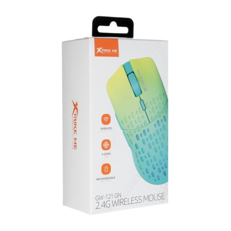Mouse XTRIKE ME GW-121 GN, game, wireless, backlight, 3200DPI, 2.4G +BT, 500mach, Blue-4