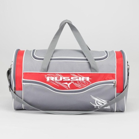 Sports bag with lightning, 3 outer pockets, gray/red color-1