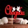 Topper with decor "Wedding", red 13x6.7 cm