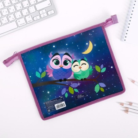 Folder for notebooks A5, 230 x 190 x 50 mm, lightning from above, plastic, calligrata "owl"-1