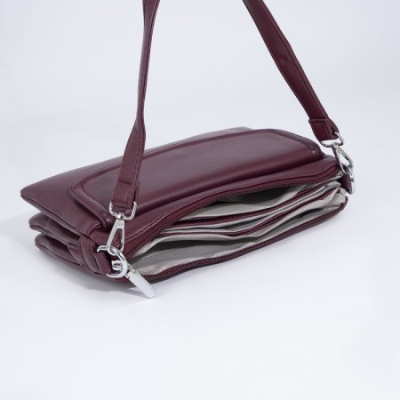 Cross-Bodi bag with zipper, burgundy color-6