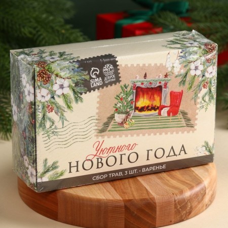 Gift set "Cozy New Year": Collection of herbs 3 pcs. x 20 g, jam from pine cones 100 g.-4