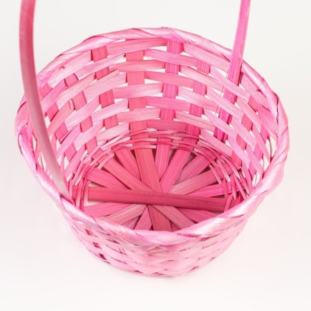 Wicker basket, bamboo, pink, 19x19x32 cm-3