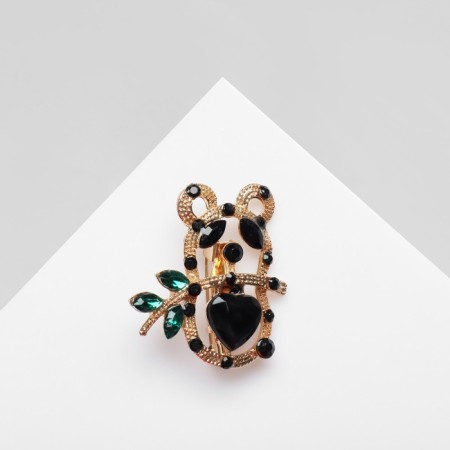 Brooch "Pandochka" contour, black-green color in gold-1
