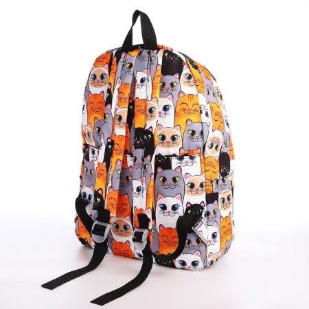 School backpack of textiles on a zipper, 4 pockets, wallet, gray/orange color-5