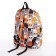 School backpack of textiles on a zipper, 4 pockets, wallet, gray/orange color