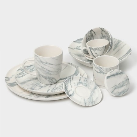 Блюдо фарфоровое для подачи Magistro Real Marble, 25×14 см-11