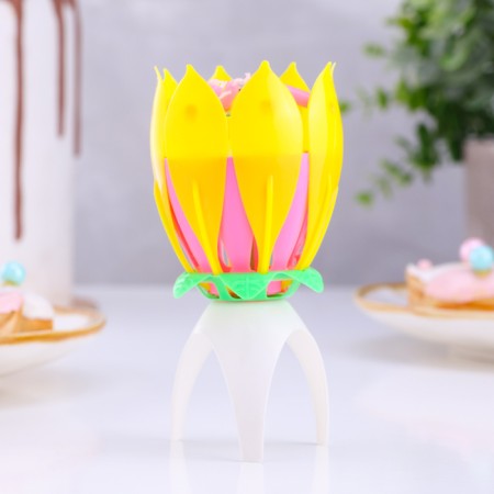 Candle-flower d/cake musical 12 x 5 cm-3