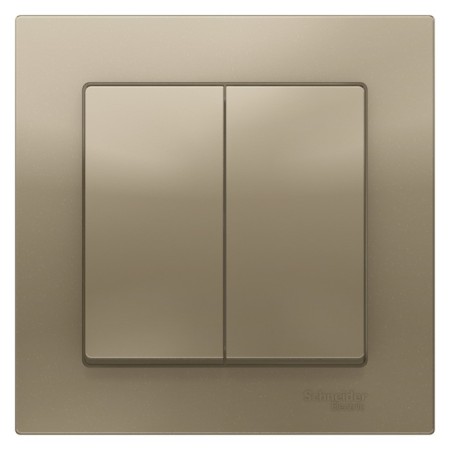 Switch SE AtlasDesign, 10 A, 2 keys, assembly, CC. 5, shampan color-1