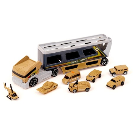 TRAILER truck with 6 machines and helicopter-8
