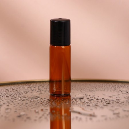 Window bottle for perfume, with a glass roller, 5 ml, brown color/black-3