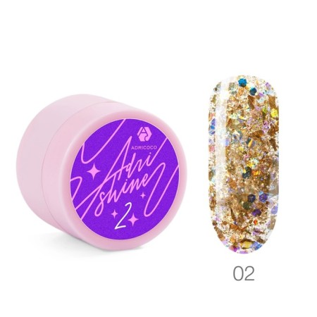 AdricoCo Shine nail design, reflective, with a holographic glitter, No. 02 Golden Mono