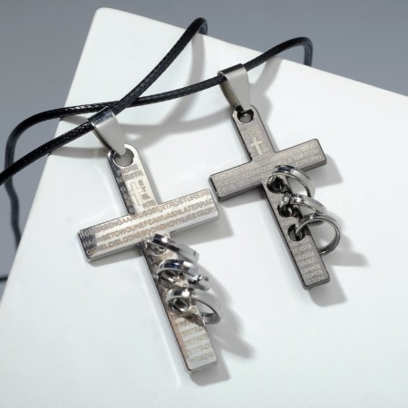 Kulons on the lace "Uenubles" Crosses, voluminous, black color 45 cm