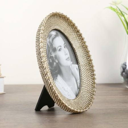 Photo frame Polystone 10x15 cm oval "braid" gold 21x16 cm-1