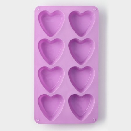 Baking uniform “Heart”, silicone, 31 × 16 cm, 8 cells (7 × 6.8 cm), color mix-1