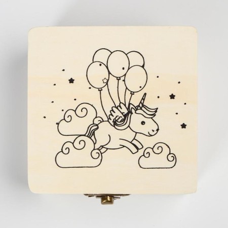 Casket Wood for painting "Unicorn among clouds" 5x10x10 cm-2
