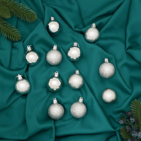 Set of balls plastic D-4 cm, 12 pcs "Andante" silver