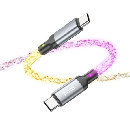 Cable Hoco U112, Type-C-Type-C, 3 A, 1 m, luminous, grunt-5