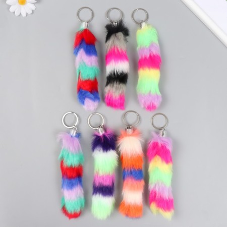 Fluffy on the ring "Tail multi -colored strips" mix h = 15 cm