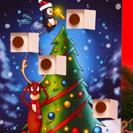 Advent calendar with mini tiles made of milk chocolate "New Year's deer", 50 g-2