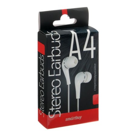 Smartbuy A4 SBE-012K headphones, vacuum, 95 dB, 16 Ohm, 3.5 mm, 1 m, white-1