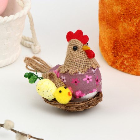 Easter decor "Chicken with chicken" 9 × 9 × 9 cm