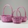 A set of wicker baskets, 33x13/36 cm, 29x11/31 cm, 22x10/26 cm, 3 pcs, pink, willow