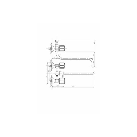 FAUZT FZS-471-63 bathtub mixer, two-wagon, pour 330 mm, watering can, chrome-2