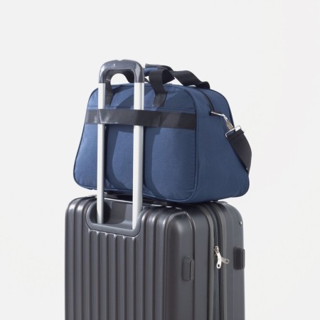 Road bag on lightning, 2 outer pockets, a suitcase holder, a long belt, the color is blue-3