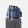 Road bag on lightning, 2 outer pockets, a suitcase holder, a long belt, the color is blue