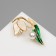 Brooch "Snowstep flower" with bead, white-green color in gold