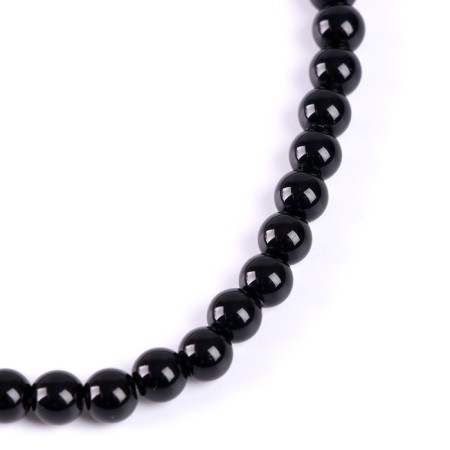 Beads made of natural stone "Black Agat" set 60 pcs., Size 1 pc. - 6 mm-3