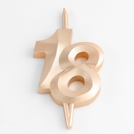 Candle in the cake "Jubilee", number 18, 10 cm, champagne-2