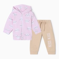Set: Huds and pants crumb I am KISA, height 80-86 cm, pink/lilac color