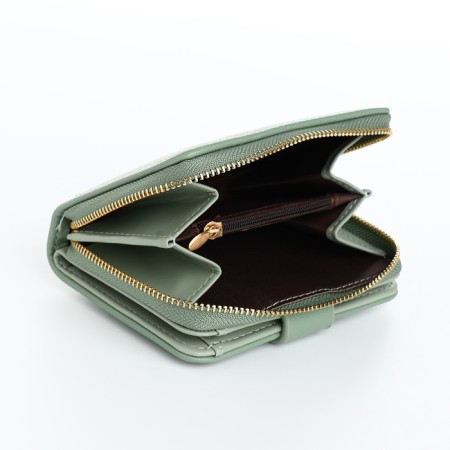 Women's wallet on the button, green color-3