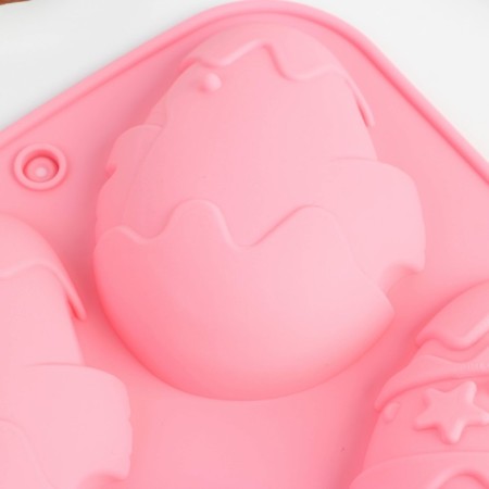 Silicone form on Easter "Hares and Chickens", pink-1