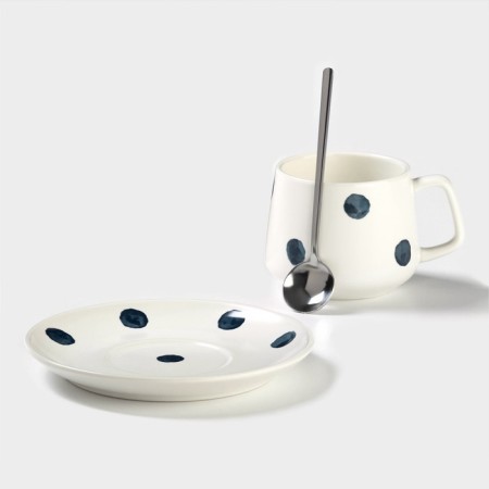Tea couple “Golshek”, 220 ml, with a spoon, a saucer d = 15, a mug 9.5 × 7.5 × 7 cm, ceramics, white-1