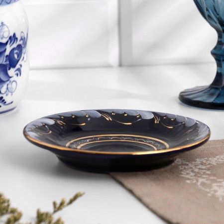 Karakum saucer, D-13CM, cobalt glaze-1