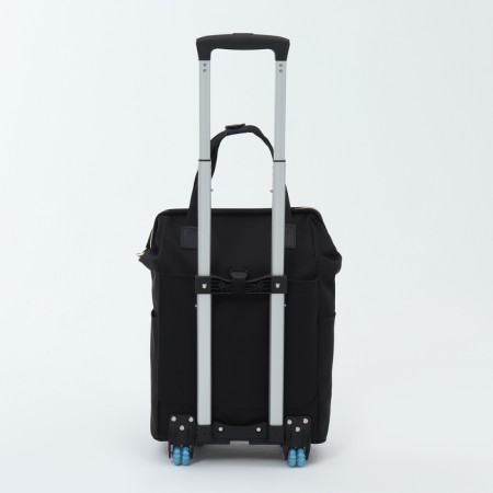 Road bag on wheels, external pocket, black color-1