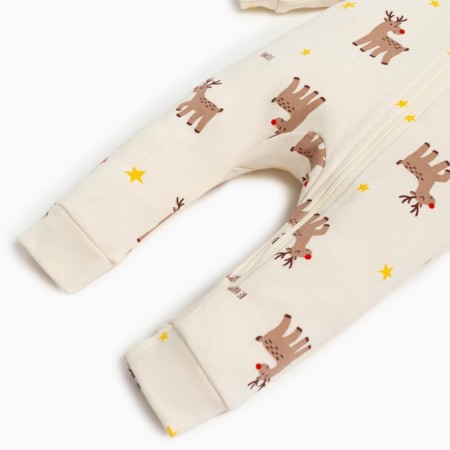 Combineson crumb I "Merry XMAS", height 68-74 cm, beige color-7