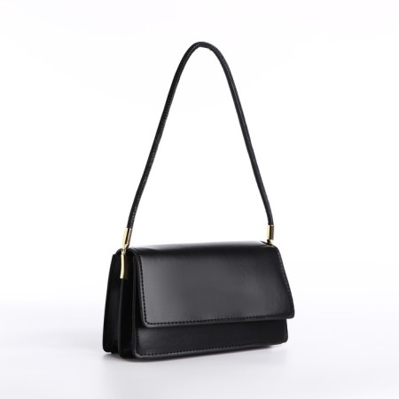 Women's bag on a valve, 24x13x8 cm, black color-1