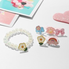 Set of children's “chosen” 6 items: bracelet, 5 rings, rainbow, shape of mix, color